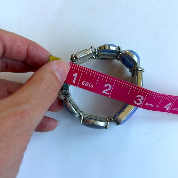 Chicos Vintage Silver tone Purple, Blue and Black faux stone stretch bracelet - Picture 5 of 5